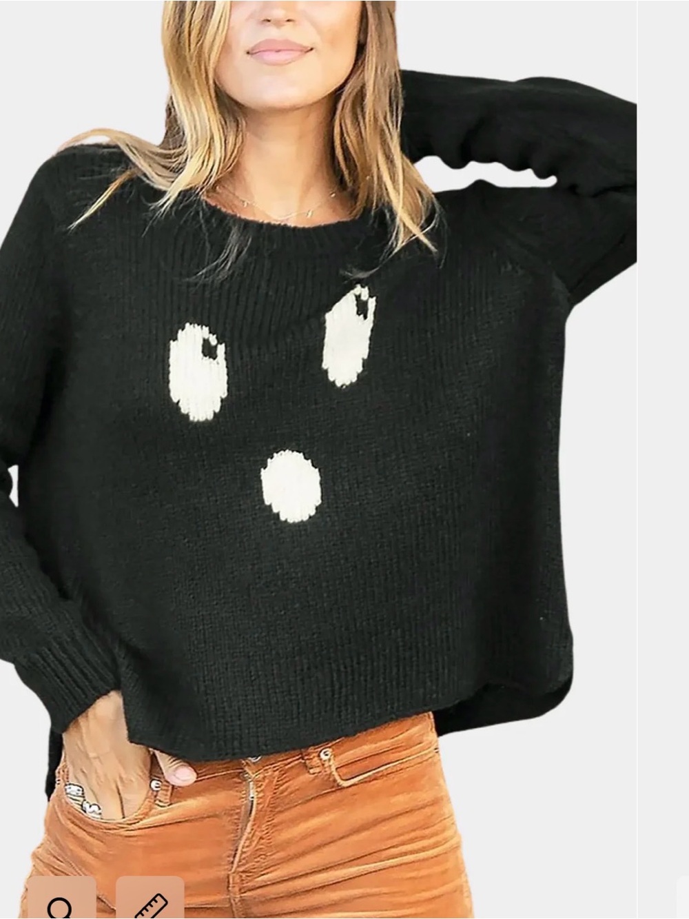 Wooden Ships Black Halloween Ghost Crew Boxy Sweater